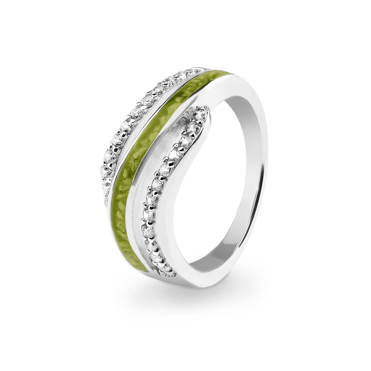 Load image into Gallery viewer, EverWith Ladies Oceans Memorial Ashes Ring with Fine Crystals - EverWith Memorial Jewellery - Trade