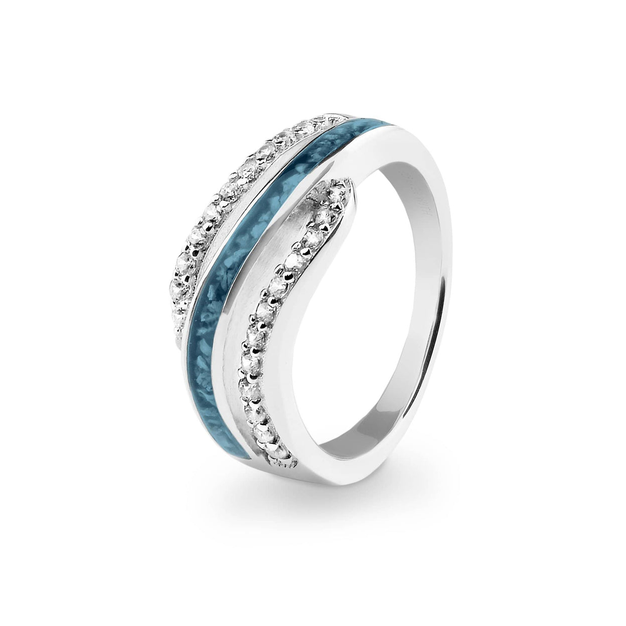 Load image into Gallery viewer, EverWith Ladies Oceans Memorial Ashes Ring with Fine Crystals - EverWith Memorial Jewellery - Trade