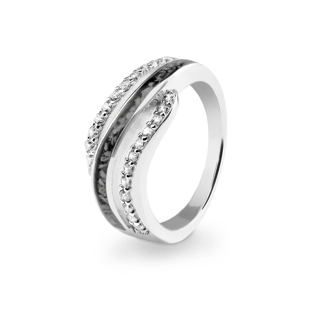 EverWith Ladies Oceans Memorial Ashes Ring with Fine Crystals - EverWith Memorial Jewellery - Trade