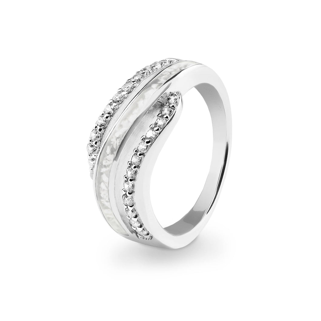 EverWith Ladies Oceans Memorial Ashes Ring with Fine Crystals - EverWith Memorial Jewellery - Trade