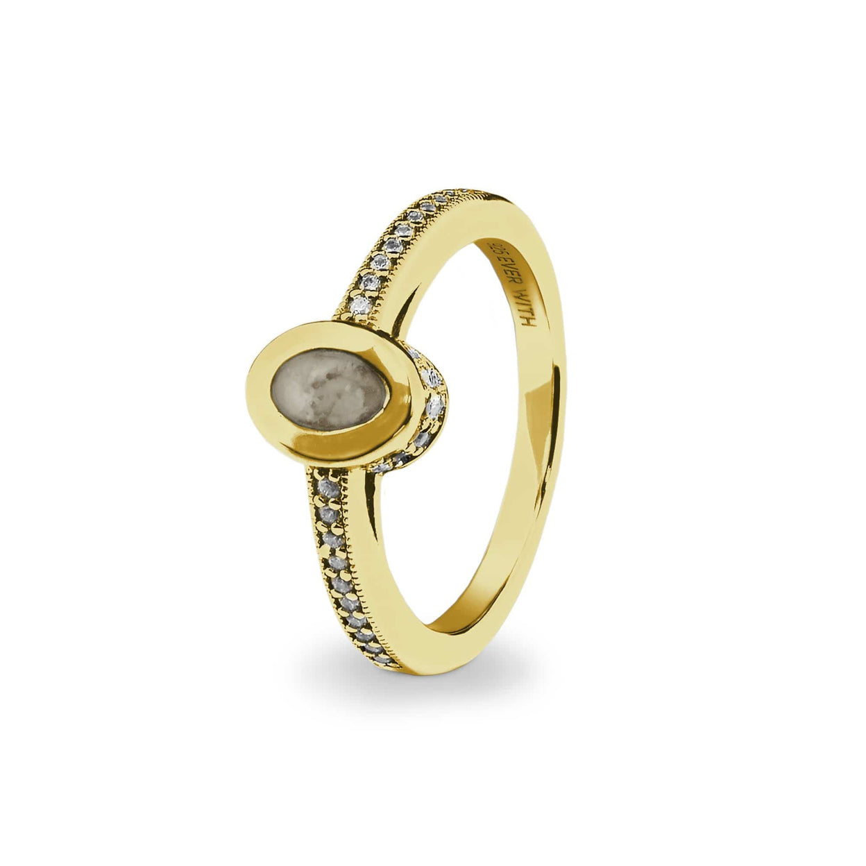 Load image into Gallery viewer, EverWith Ladies Oval Halo Memorial Ashes Ring with Fine Crystals - EverWith Memorial Jewellery - Trade