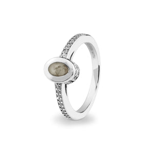 EverWith Ladies Oval Halo Memorial Ashes Ring with Fine Crystals - EverWith Memorial Jewellery - Trade