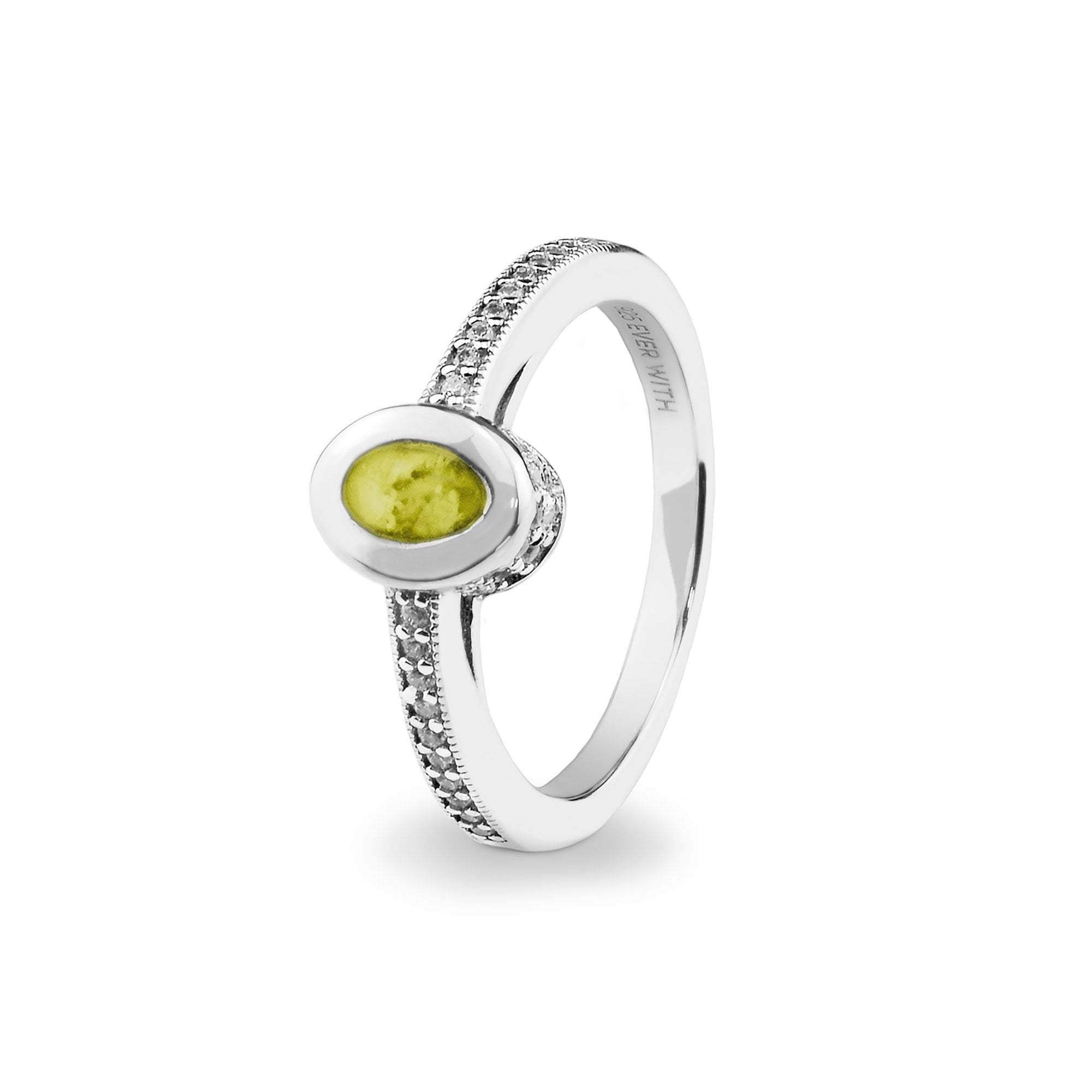 EverWith Ladies Oval Halo Memorial Ashes Ring with Fine Crystals - EverWith Memorial Jewellery - Trade