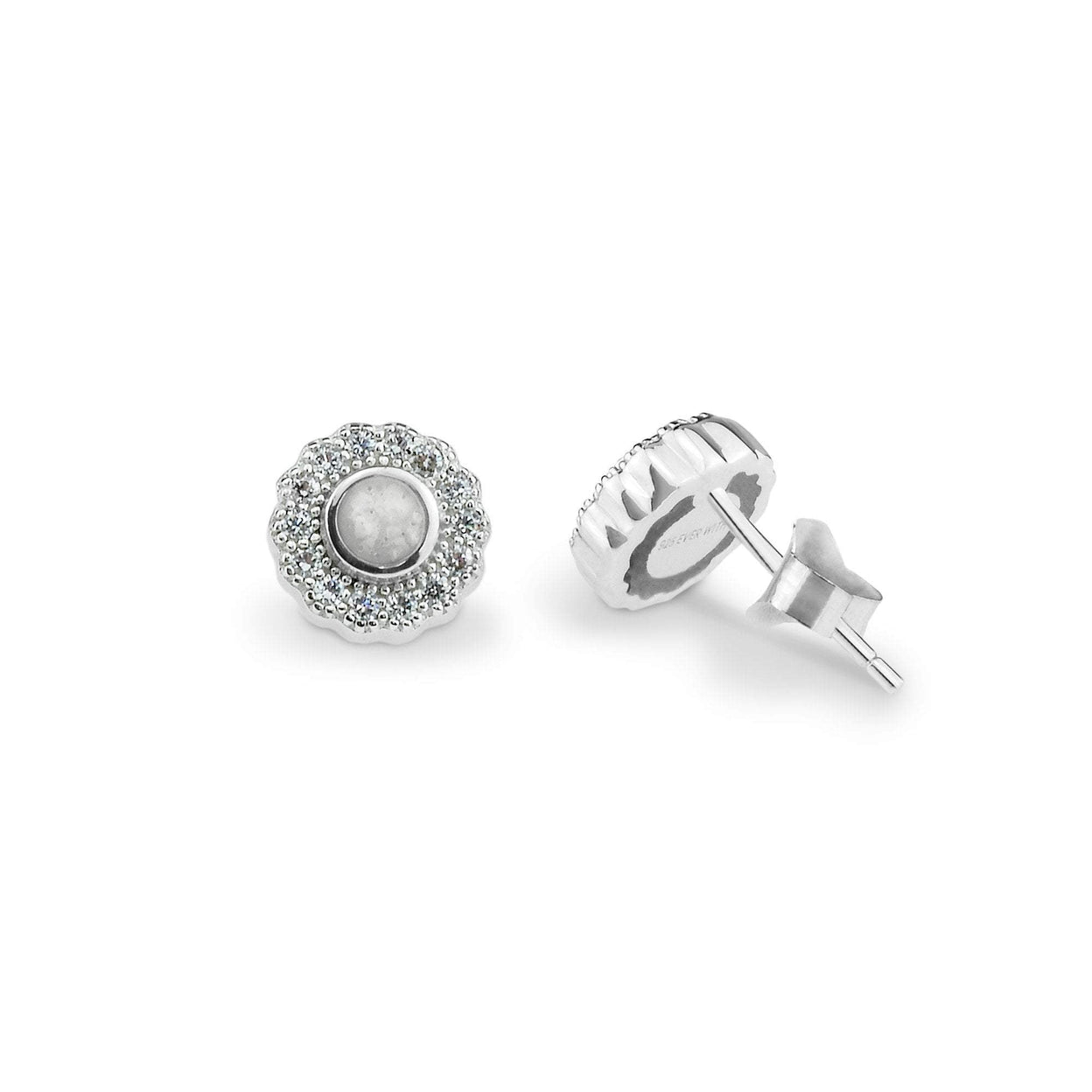 Load image into Gallery viewer, EverWith Ladies Petals Memorial Ashes Earrings with Fine Crystals - EverWith Memorial Jewellery - Trade