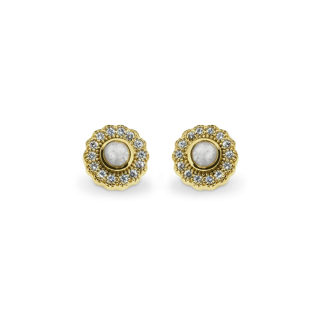 Load image into Gallery viewer, EverWith Ladies Petals Memorial Ashes Earrings with Fine Crystals - EverWith Memorial Jewellery - Trade