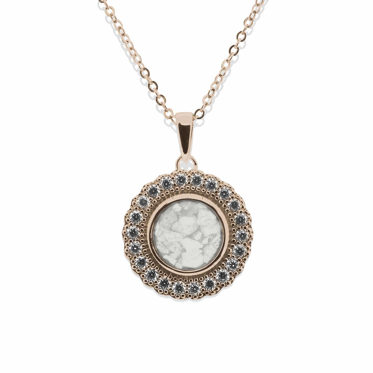 Load image into Gallery viewer, EverWith Ladies Petals Memorial Ashes Pendant with Fine Crystals - EverWith Memorial Jewellery - Trade