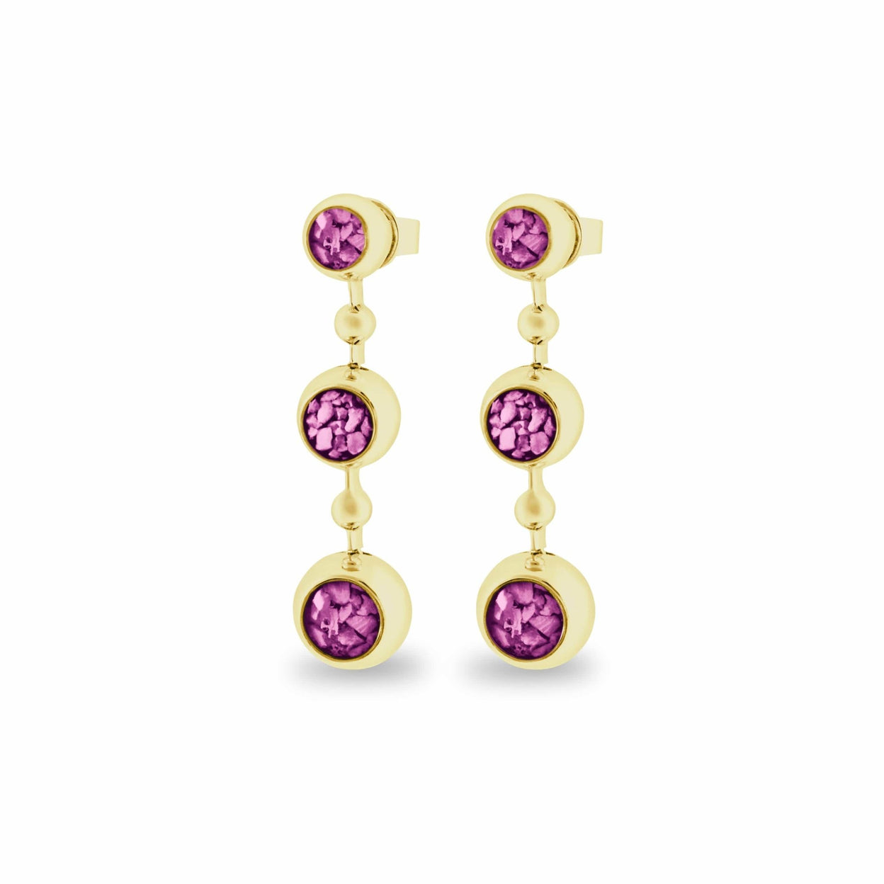 Load image into Gallery viewer, EverWith™ Ladies Rondure Array Triple Drop Memorial Ashes Earrings - EverWith Memorial Jewellery - Trade