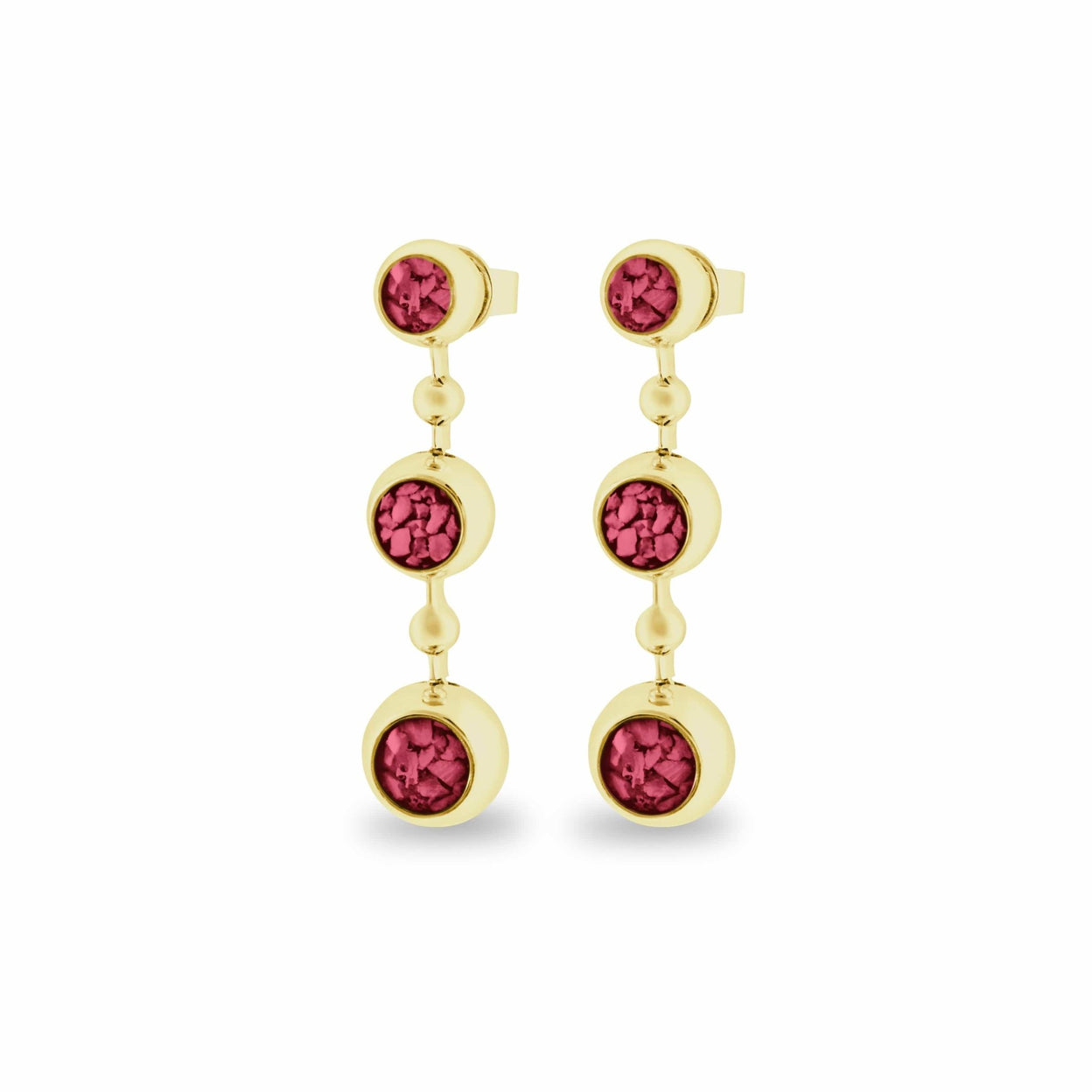 Load image into Gallery viewer, EverWith™ Ladies Rondure Array Triple Drop Memorial Ashes Earrings - EverWith Memorial Jewellery - Trade