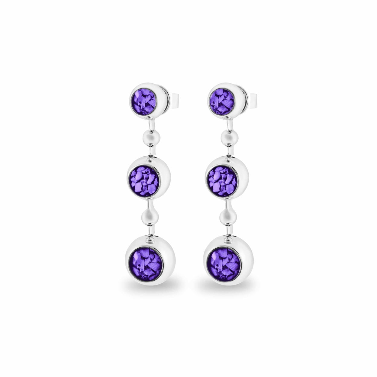 Load image into Gallery viewer, EverWith™ Ladies Rondure Array Triple Drop Memorial Ashes Earrings - EverWith Memorial Jewellery - Trade