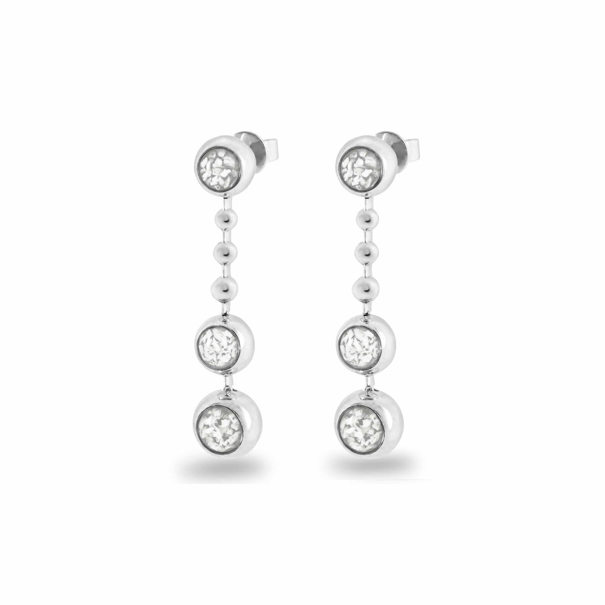 Load image into Gallery viewer, EverWith™ Ladies Rondure Triple Spaced Drop Memorial Ashes Earrings - EverWith Memorial Jewellery - Trade