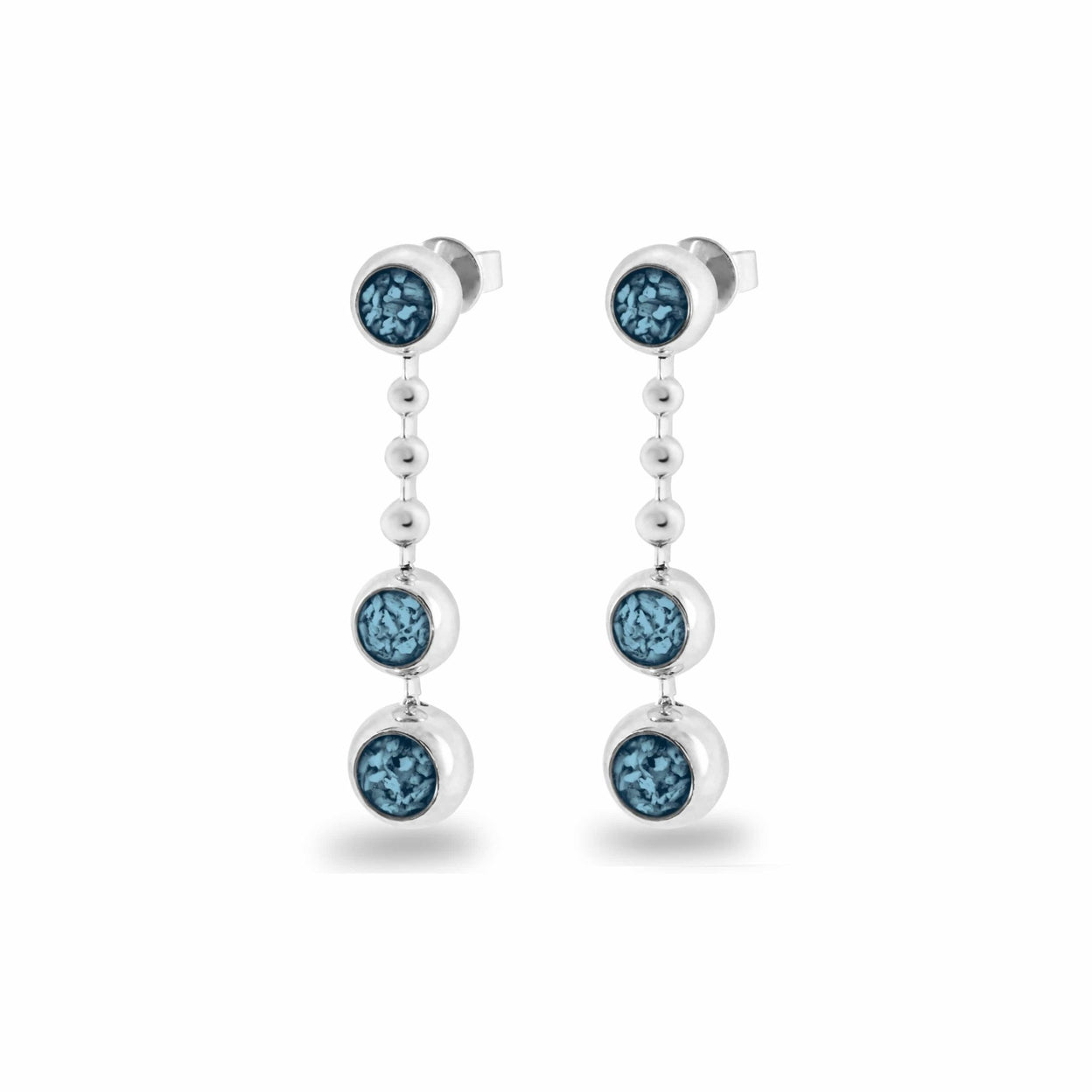 Load image into Gallery viewer, EverWith™ Ladies Rondure Triple Spaced Drop Memorial Ashes Earrings - EverWith Memorial Jewellery - Trade