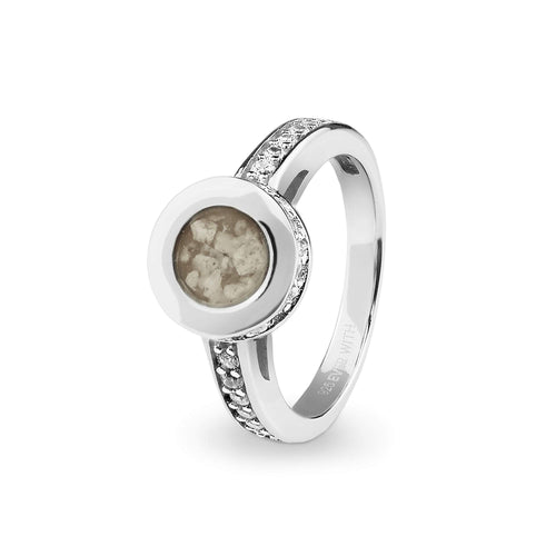 EverWith™ Ladies Round Halo Memorial Ashes Ring with Swarovski Crystals - EverWith Memorial Jewellery - Trade