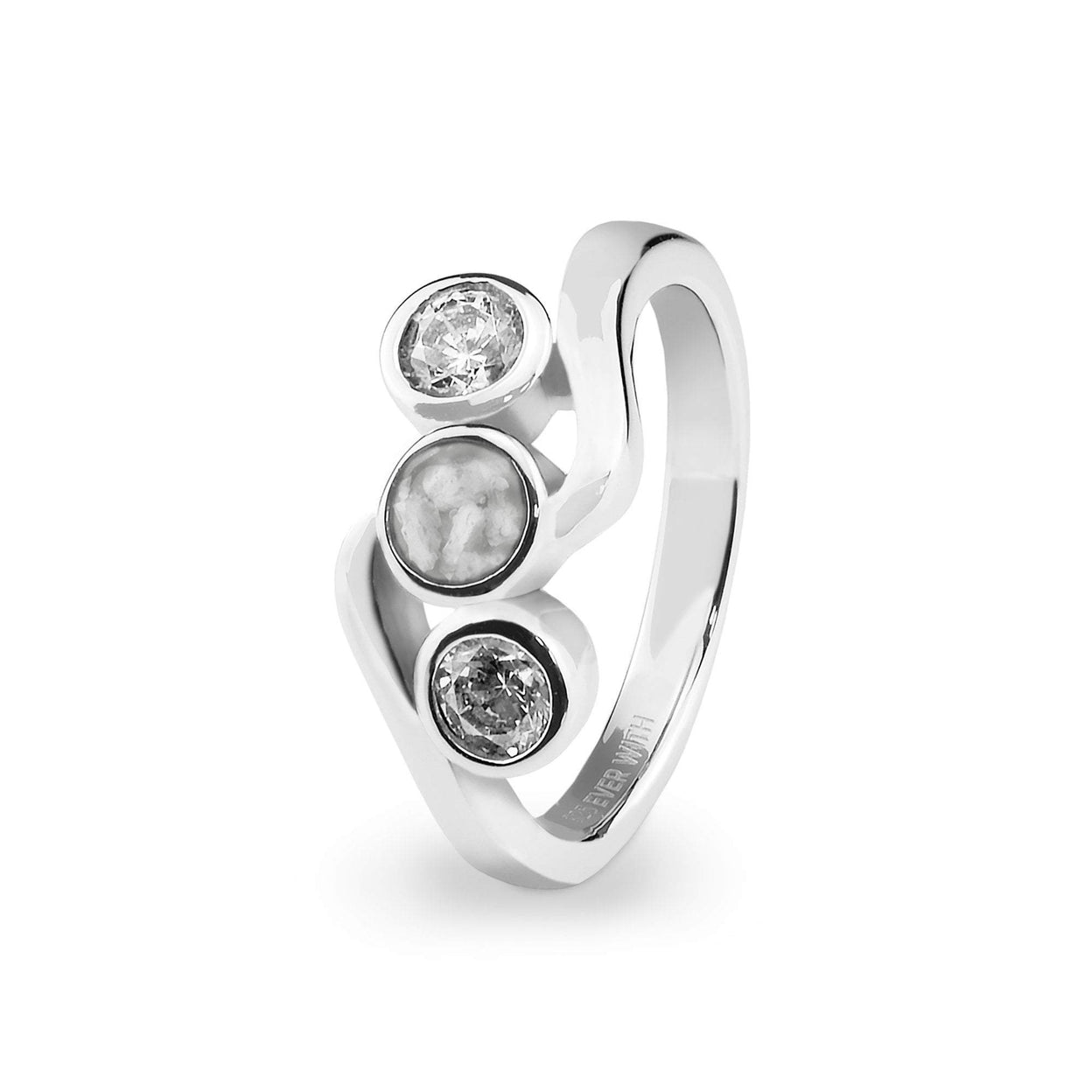 Load image into Gallery viewer, EverWith™ Ladies Three Of Us Memorial Ashes Ring with Swarovski Crystals - EverWith Memorial Jewellery - Trade