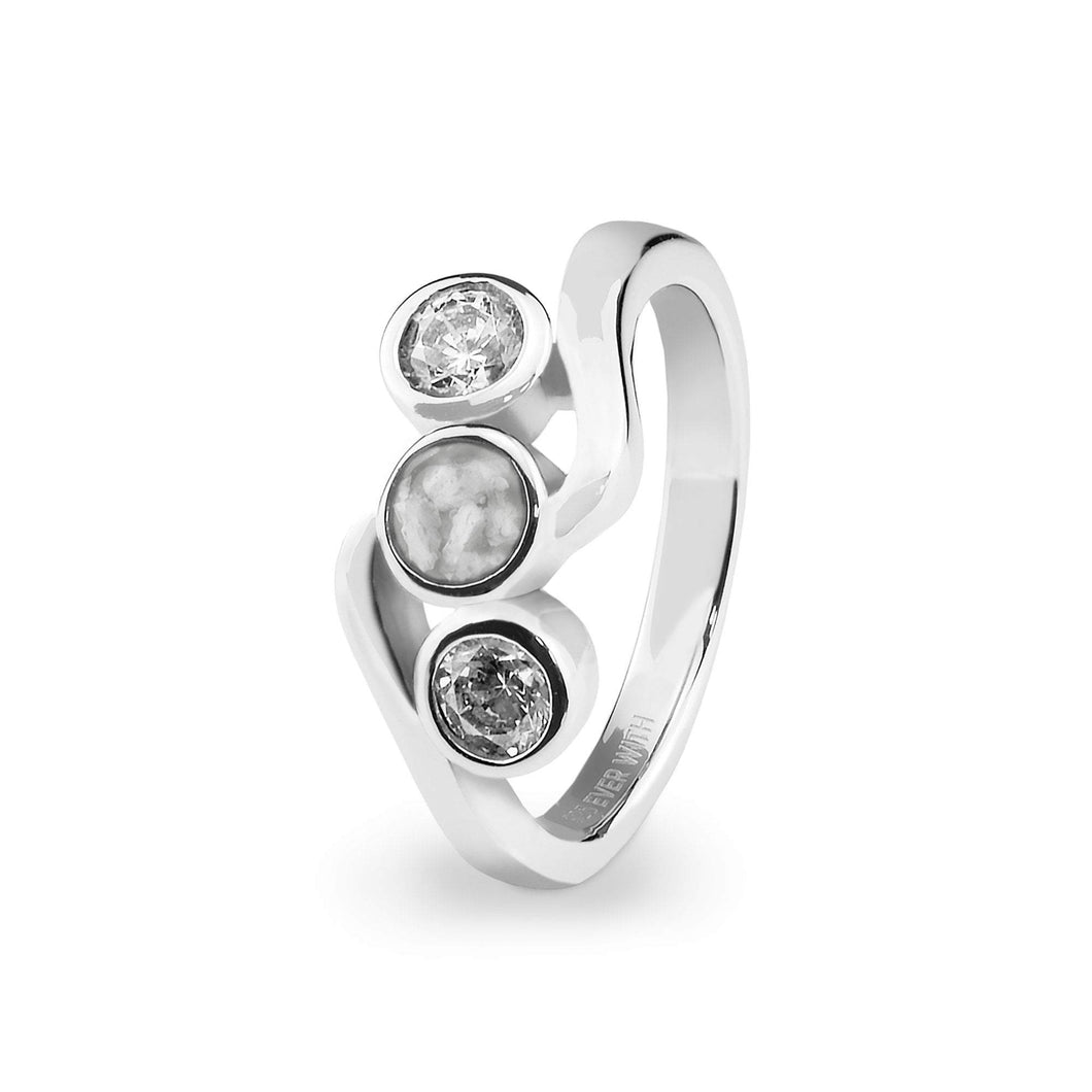 EverWith™ Ladies Three Of Us Memorial Ashes Ring with Swarovski Crystals - EverWith Memorial Jewellery - Trade