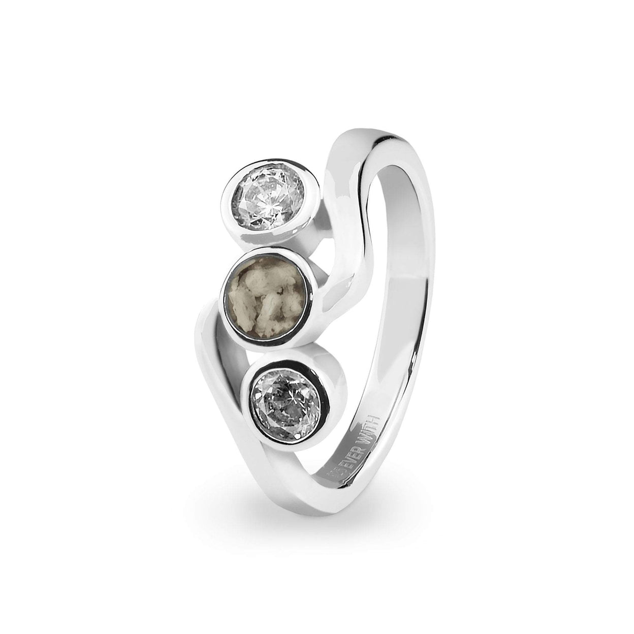 Load image into Gallery viewer, EverWith™ Ladies Three Of Us Memorial Ashes Ring with Swarovski Crystals - EverWith Memorial Jewellery - Trade