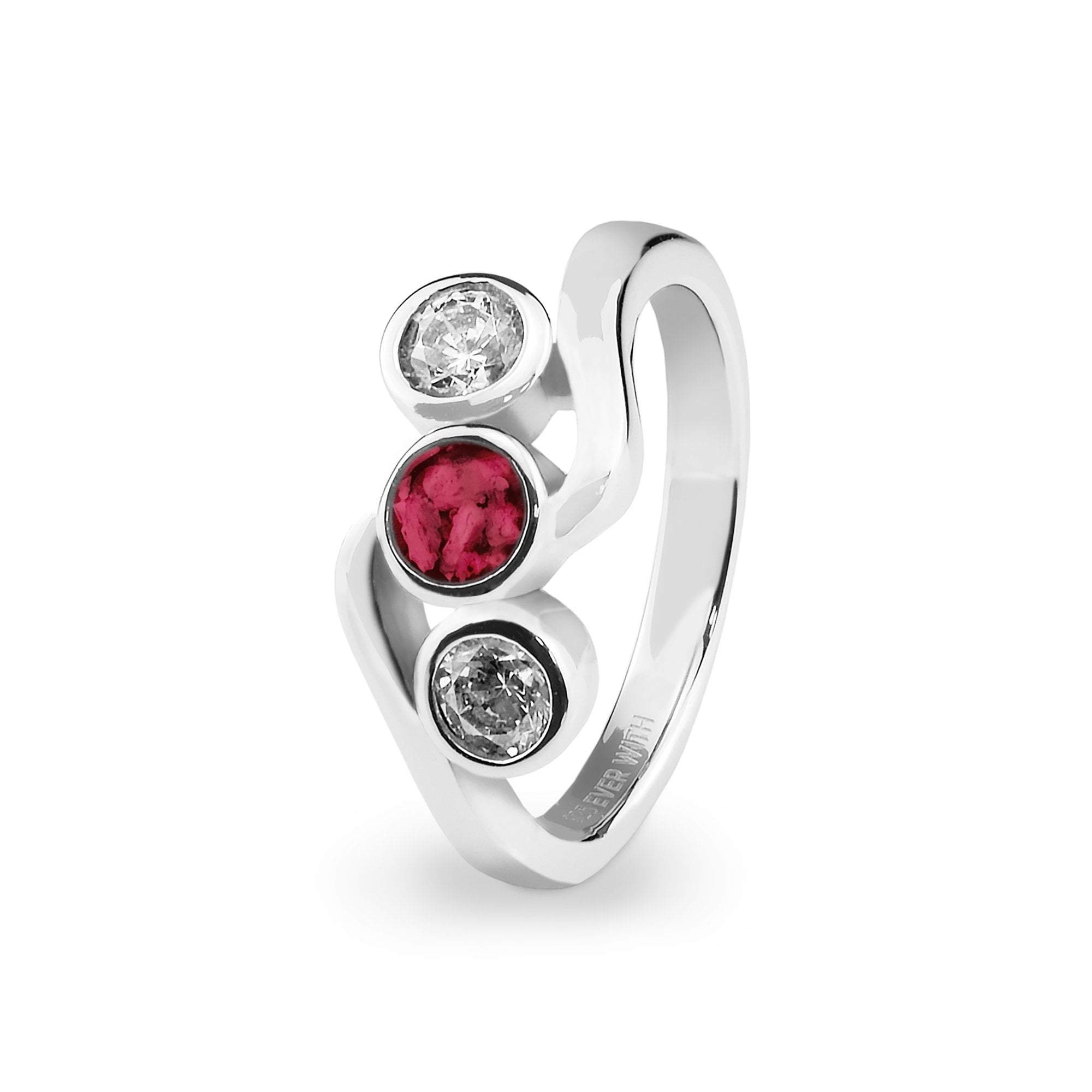 EverWith™ Ladies Three Of Us Memorial Ashes Ring with Swarovski Crystals - EverWith Memorial Jewellery - Trade