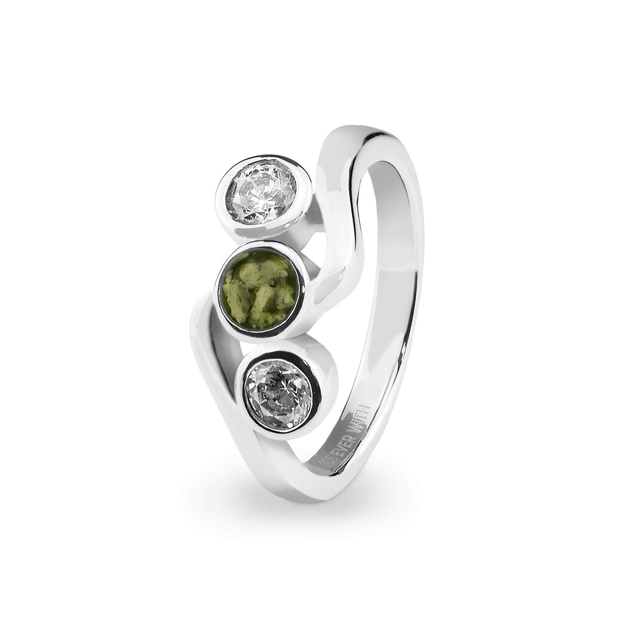 EverWith™ Ladies Three Of Us Memorial Ashes Ring with Swarovski Crystals - EverWith Memorial Jewellery - Trade