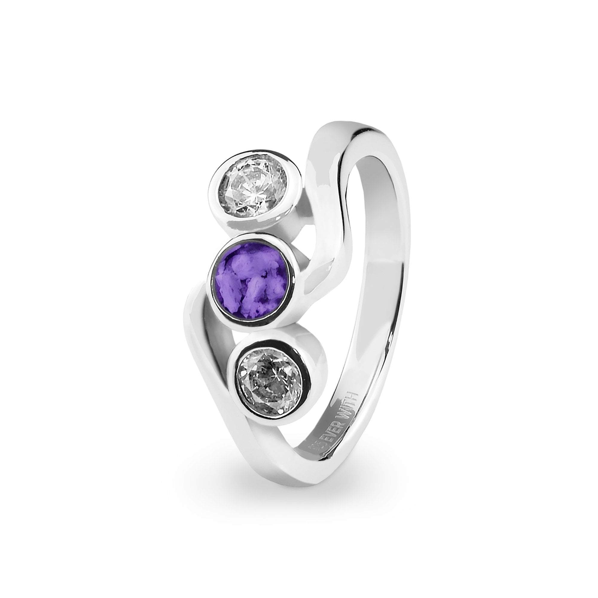 EverWith™ Ladies Three Of Us Memorial Ashes Ring with Swarovski Crystals - EverWith Memorial Jewellery - Trade