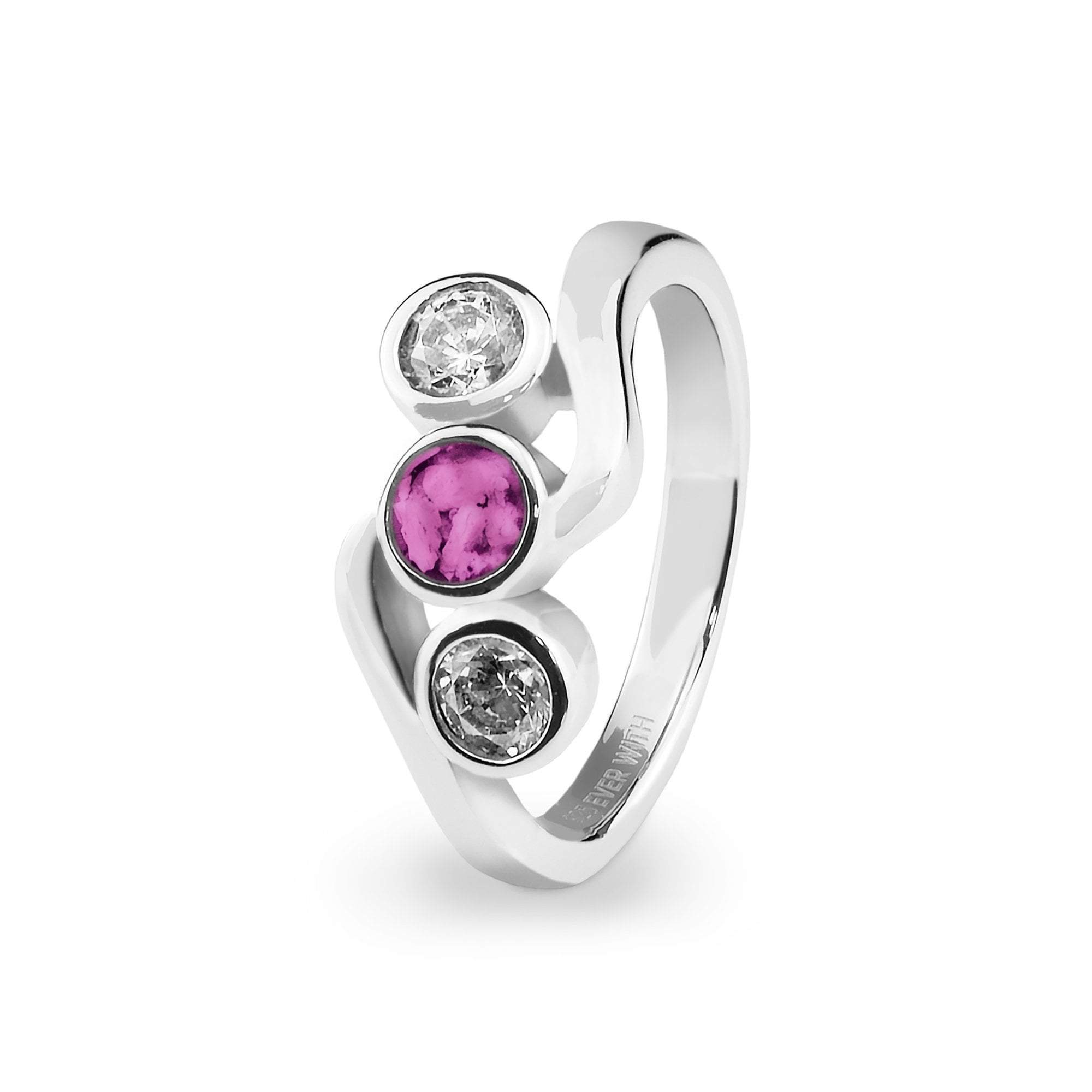 EverWith™ Ladies Three Of Us Memorial Ashes Ring with Swarovski Crystals - EverWith Memorial Jewellery - Trade