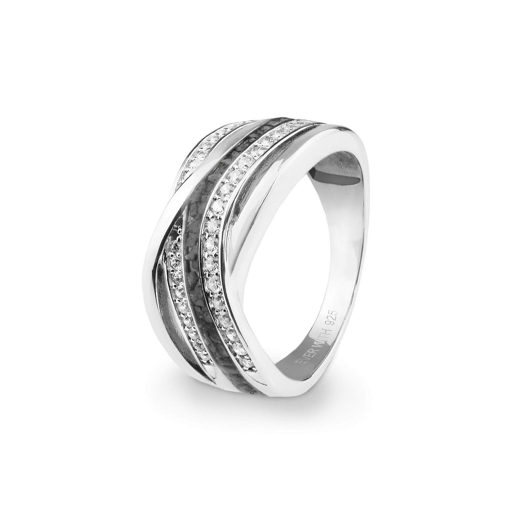 EverWith™ Ladies Waves Memorial Ashes Ring with Swarovski Crystals - EverWith Memorial Jewellery - Trade