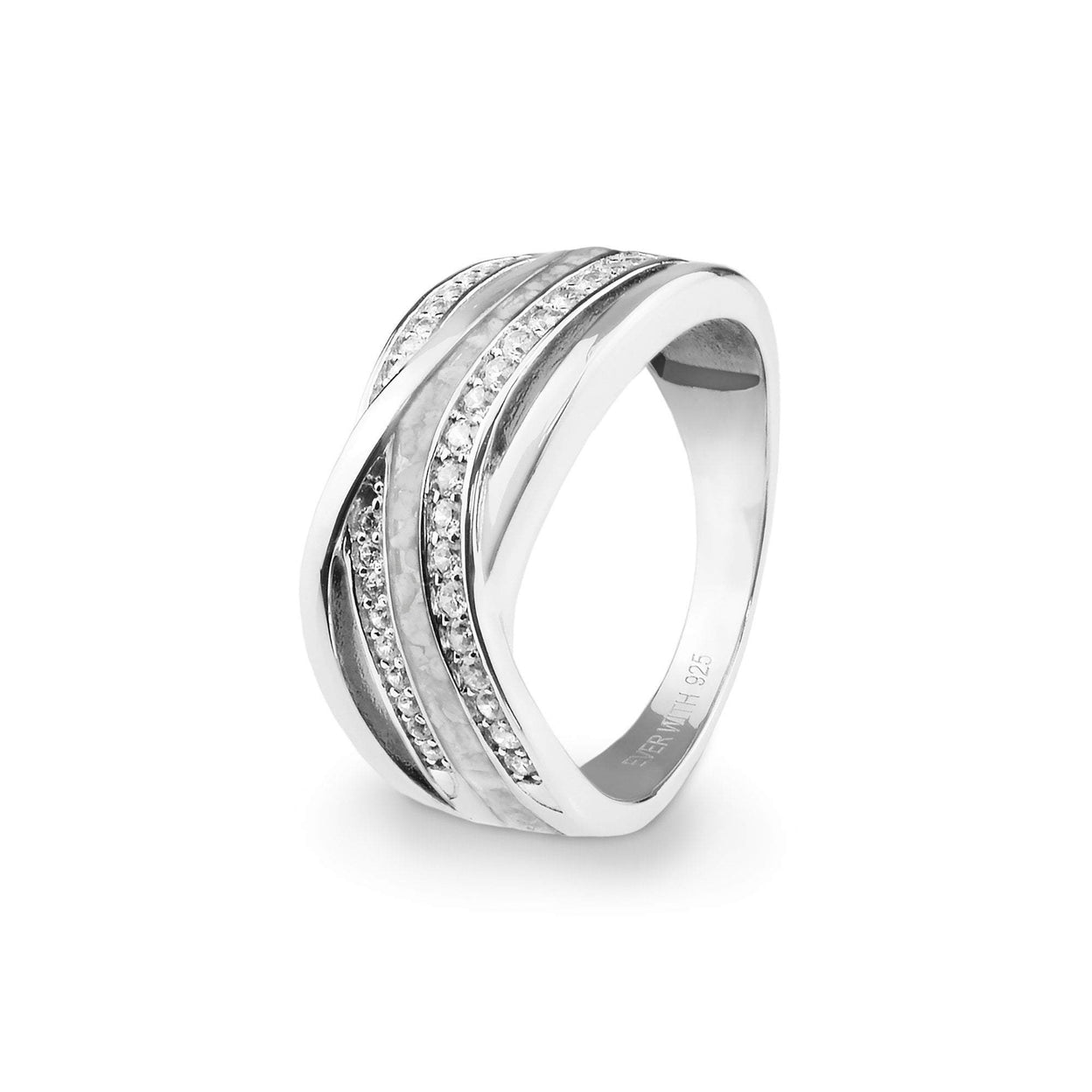 Load image into Gallery viewer, EverWith™ Ladies Waves Memorial Ashes Ring with Swarovski Crystals - EverWith Memorial Jewellery - Trade