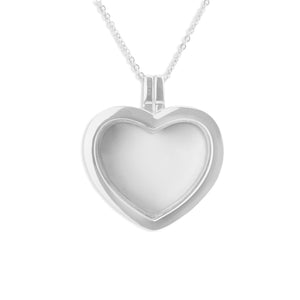 EverWith™ Large Heart Glass Locket Sterling Silver Cremation Ashes Locket With Swarovski Crystals - EverWith Memorial Jewellery - Trade