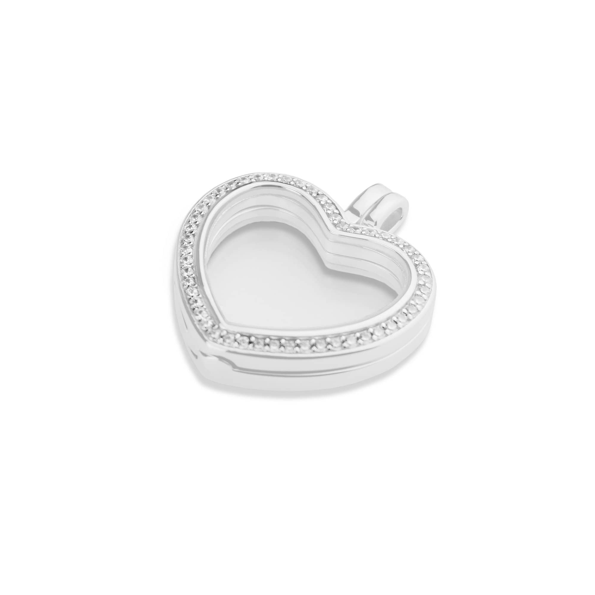 EverWith™ Large Heart Glass Locket Sterling Silver Cremation Ashes Locket With Swarovski Crystals - EverWith Memorial Jewellery - Trade