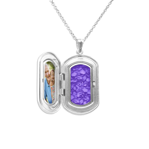 EverWith™ Large Rounded Rectangle Shaped Sterling Silver Memorial Ashes Locket - EverWith Memorial Jewellery - Trade