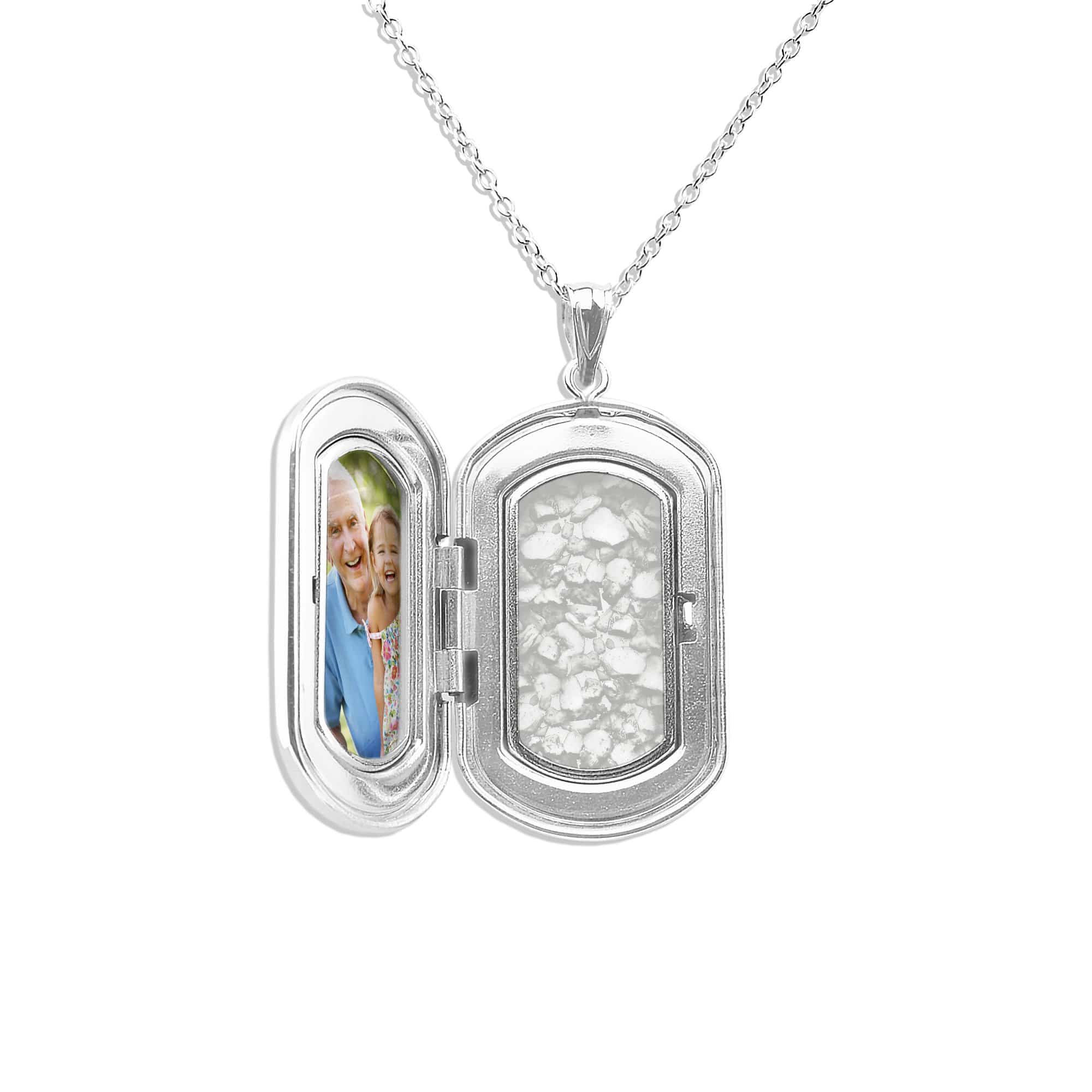 EverWith™ Large Rounded Rectangle Shaped Sterling Silver Memorial Ashes Locket - EverWith Memorial Jewellery - Trade