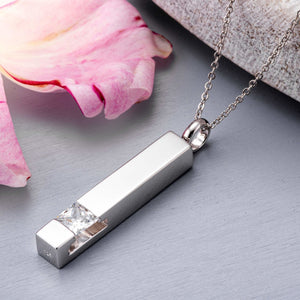 EverWith™ Self-fill Bar Memorial Ashes Pendant with Crystal - EverWith Memorial Jewellery - Trade