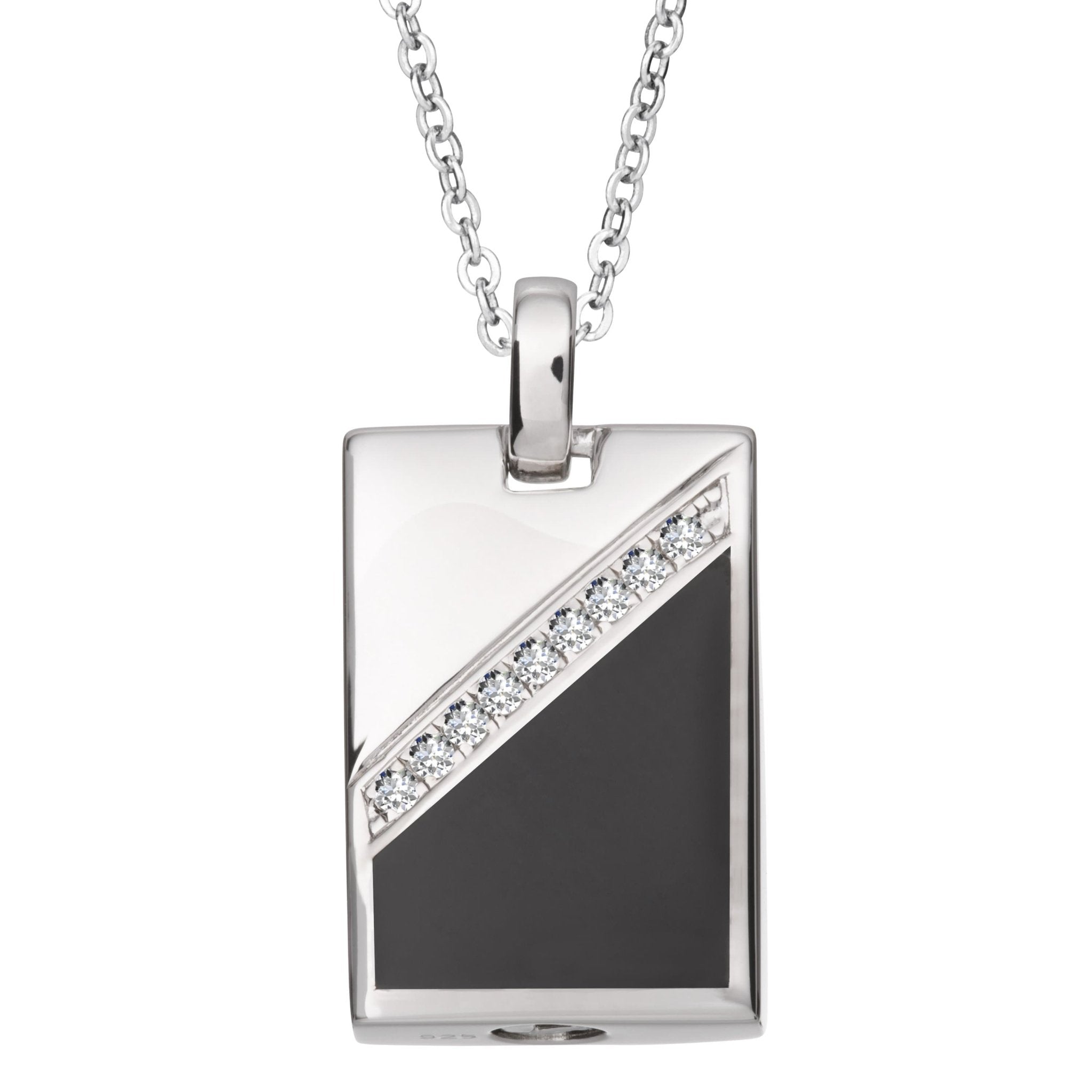 EverWith™ Self-fill Black Dog Tag Memorial Ashes Pendant with Crystals - EverWith Memorial Jewellery - Trade