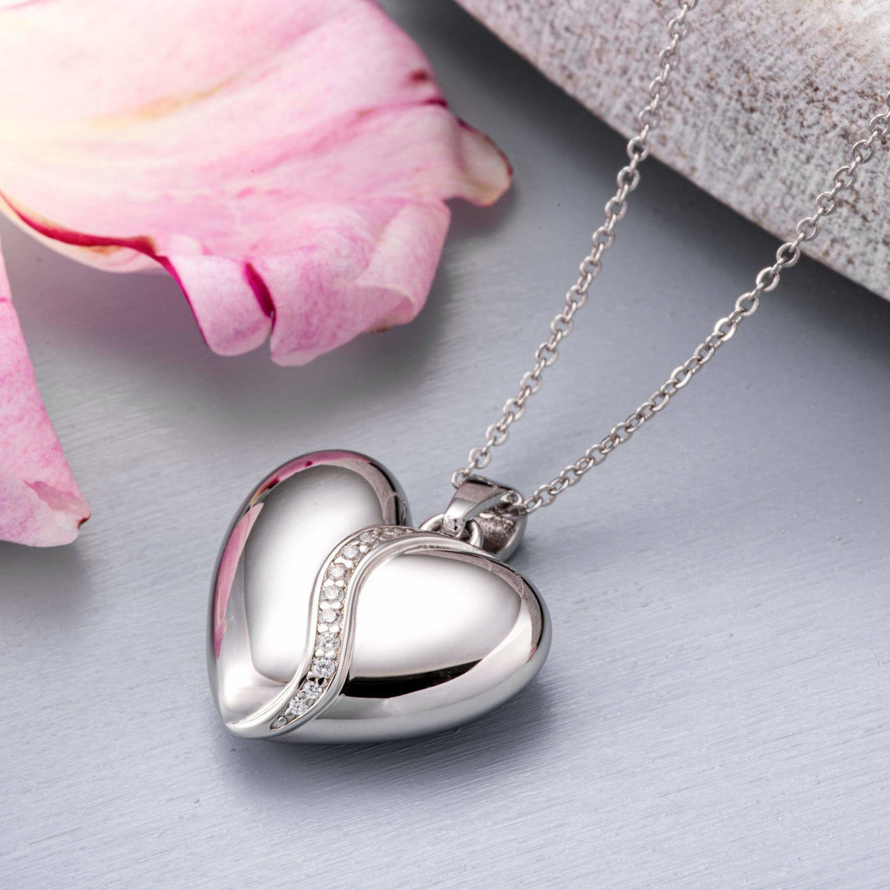 Load image into Gallery viewer, EverWith™ Self-fill Heart Shaped Memorial Ashes Pendant with Crystals - EverWith Memorial Jewellery - Trade