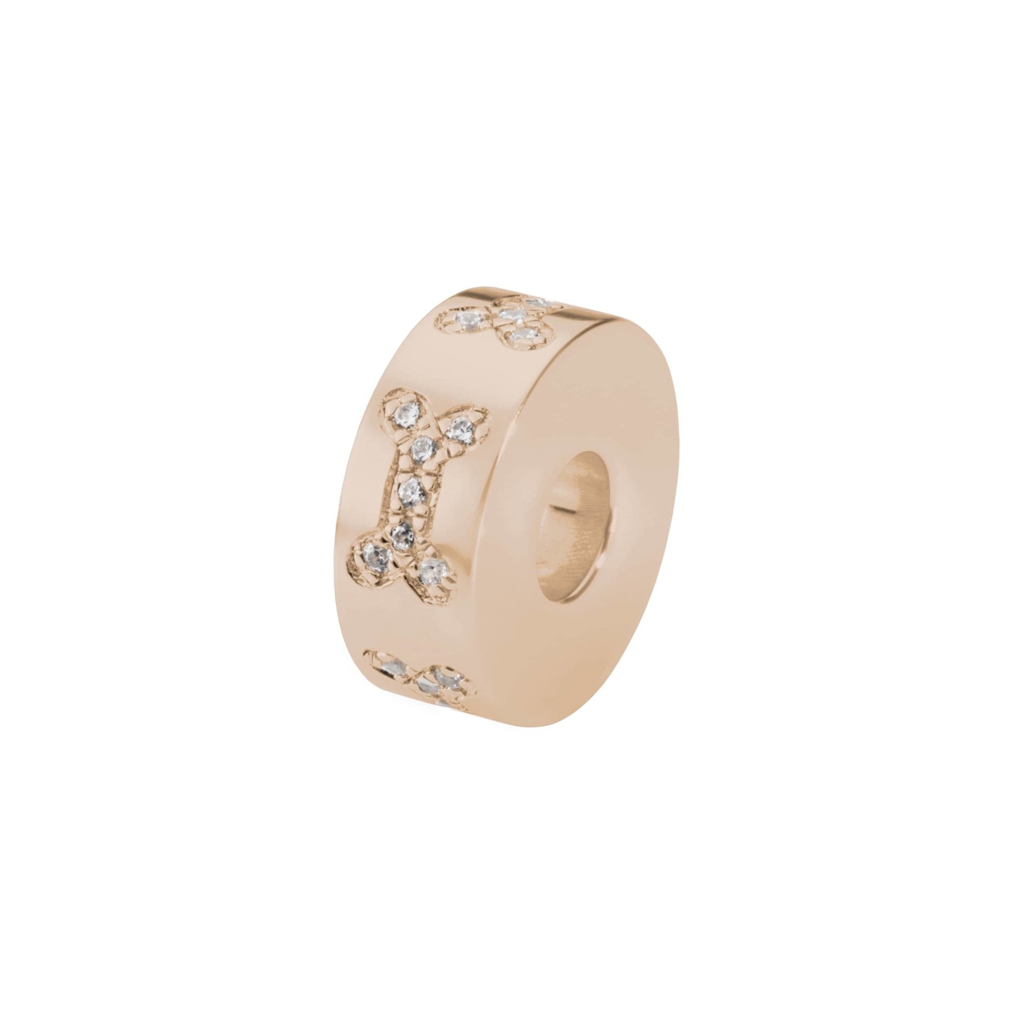 EverWith™ Self-fill Round Dog Bone Memorial Ashes Charm Bead with Crystals - EverWith Memorial Jewellery - Trade