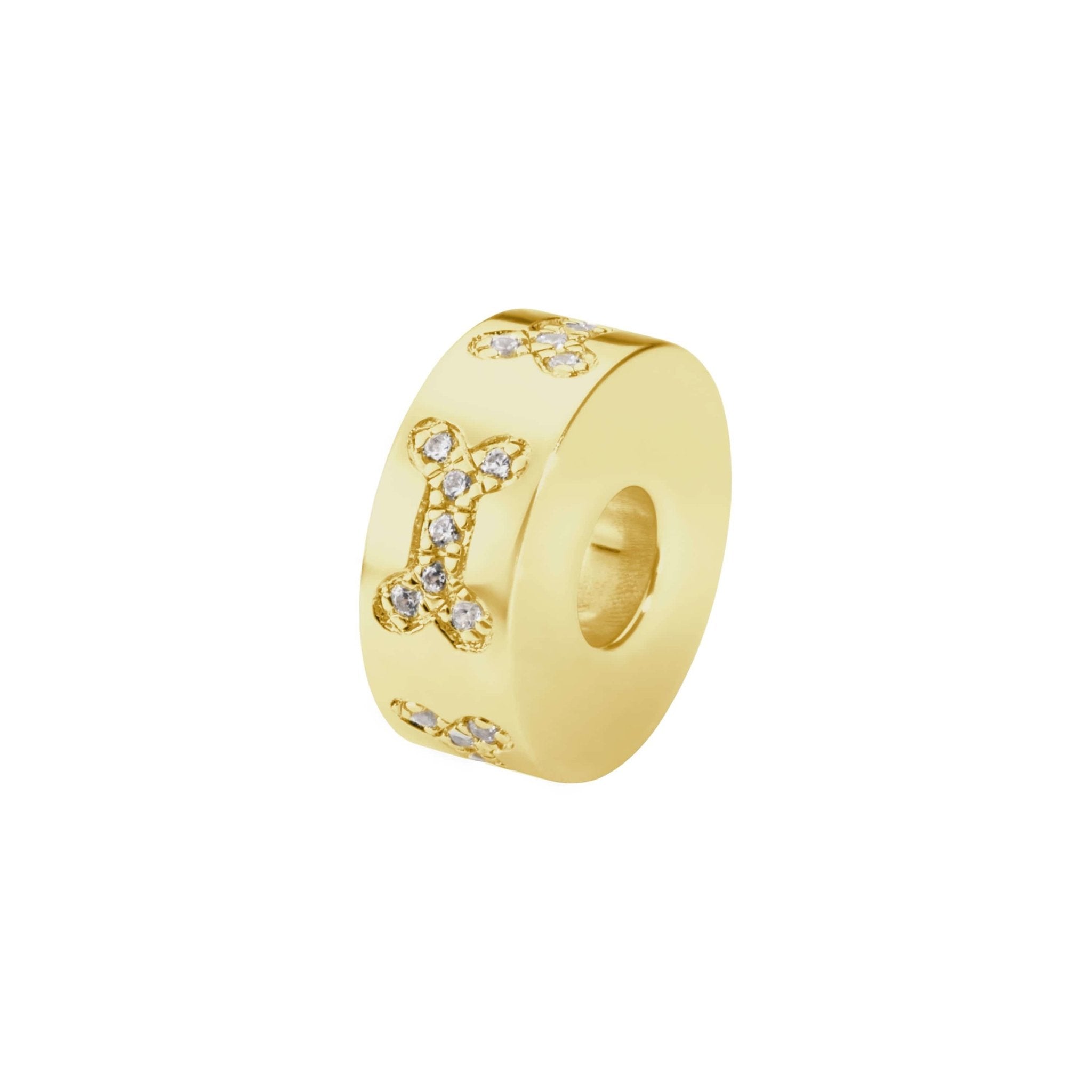 EverWith™ Self-fill Round Dog Bone Memorial Ashes Charm Bead with Crystals - EverWith Memorial Jewellery - Trade