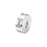 EverWith™ Self-fill Round Dog Bone Memorial Ashes Charm Bead with Crystals - EverWith Memorial Jewellery - Trade