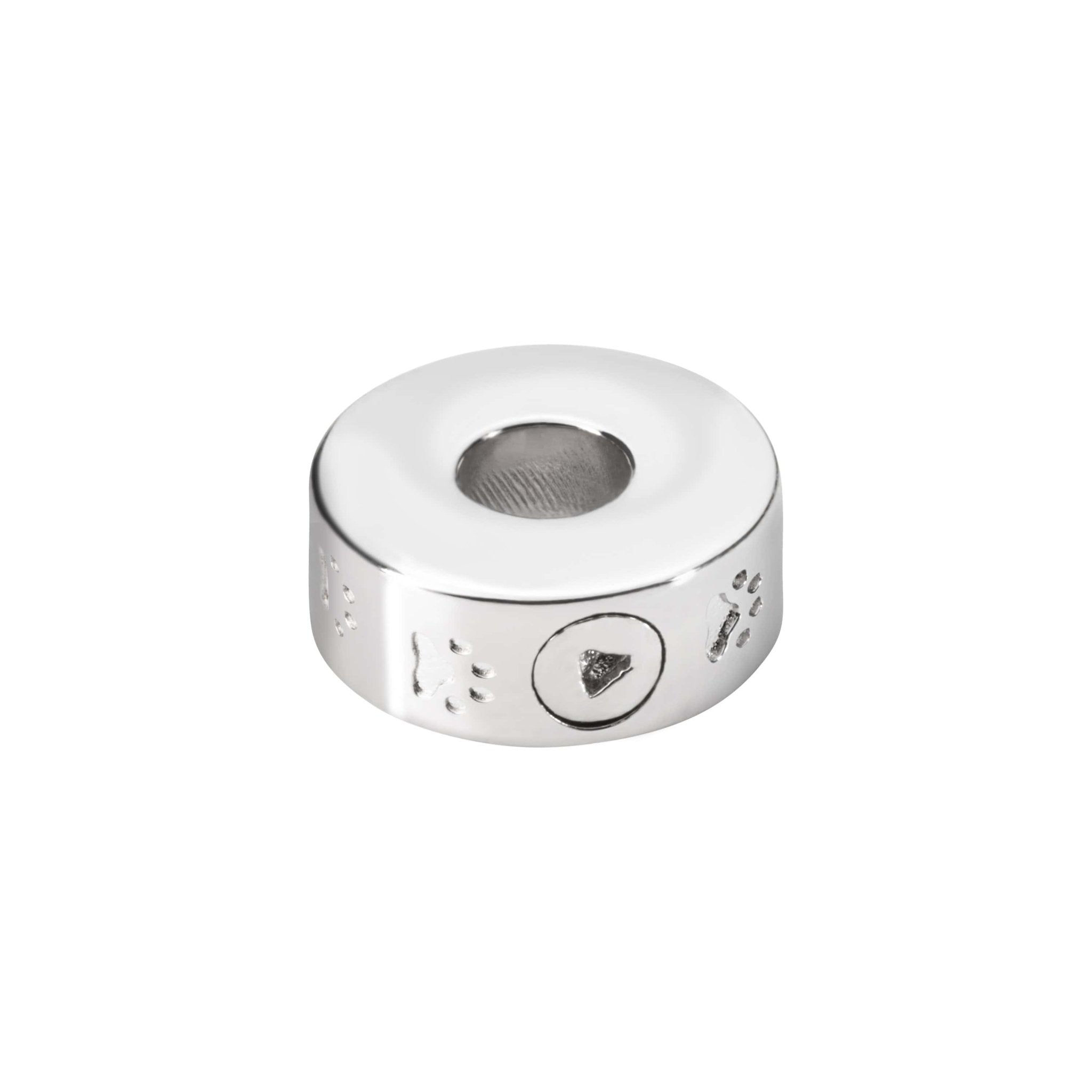 EverWith™ Self-fill Round Dog Paw Print Memorial Ashes Charm Bead - EverWith Memorial Jewellery - Trade