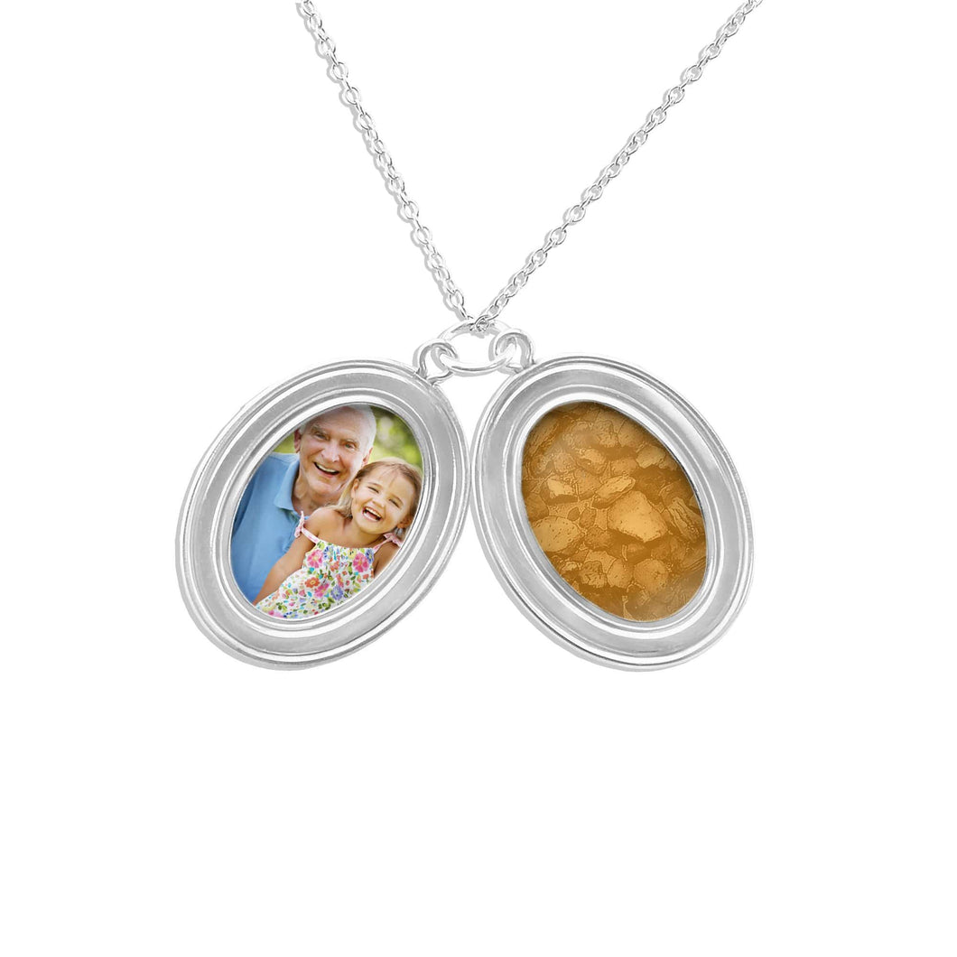 EverWith™ Shining Star Oval Shaped Sterling Silver Memorial Ashes Locket - EverWith Memorial Jewellery - Trade