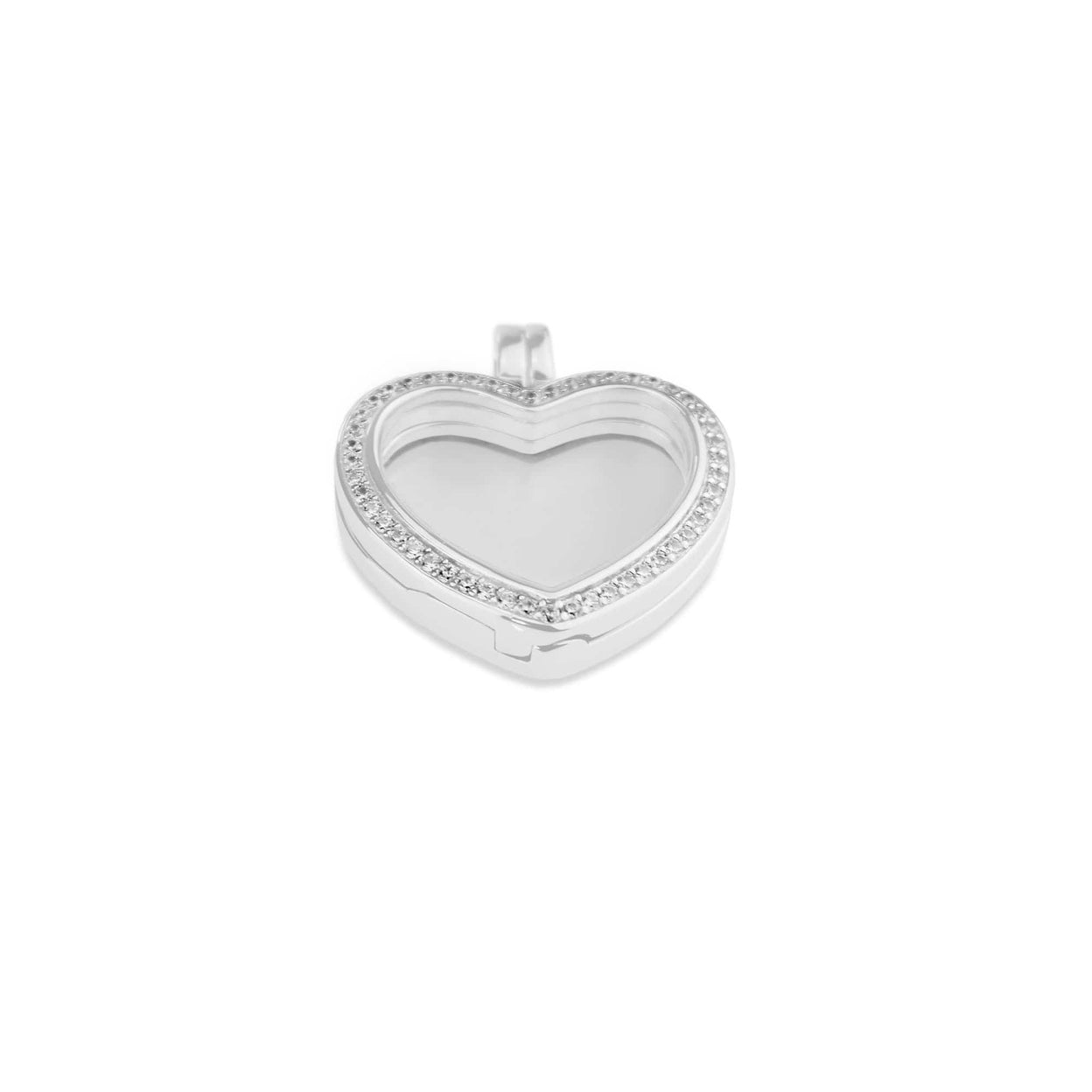 Load image into Gallery viewer, EverWith™ Small Heart Glass Locket Sterling Silver Memorial Ashes Locket With Swarovski Crystals - EverWith Memorial Jewellery - Trade