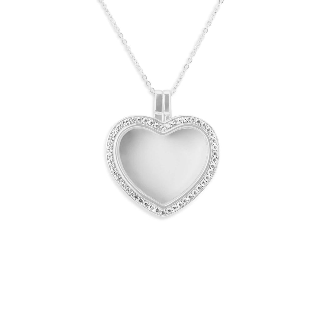 EverWith™ Small Heart Glass Locket Sterling Silver Memorial Ashes Locket With Swarovski Crystals - EverWith Memorial Jewellery - Trade