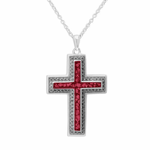 EverWith™ Unisex Cross Memorial Ashes Pendant with Swarovski Crystals - EverWith Memorial Jewellery - Trade