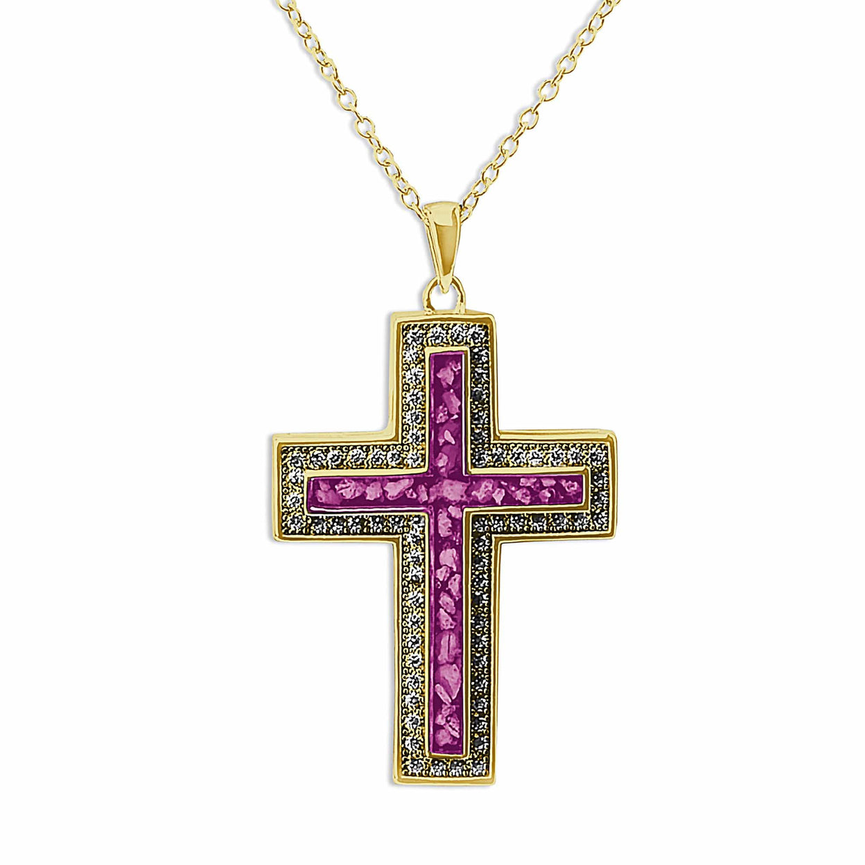 Load image into Gallery viewer, EverWith™ Unisex Cross Memorial Ashes Pendant with Swarovski Crystals - EverWith Memorial Jewellery - Trade