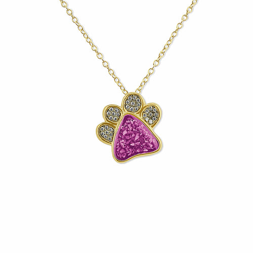 EverWith™ Unisex Paw Print Memorial Ashes Pendant with Swarovski Crystals - EverWith Memorial Jewellery - Trade