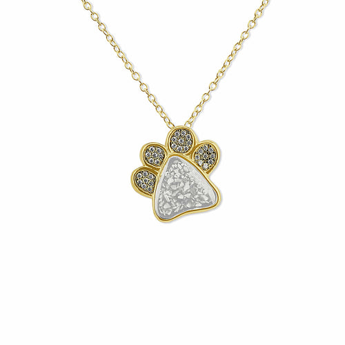 EverWith™ Unisex Paw Print Memorial Ashes Pendant with Swarovski Crystals - EverWith Memorial Jewellery - Trade