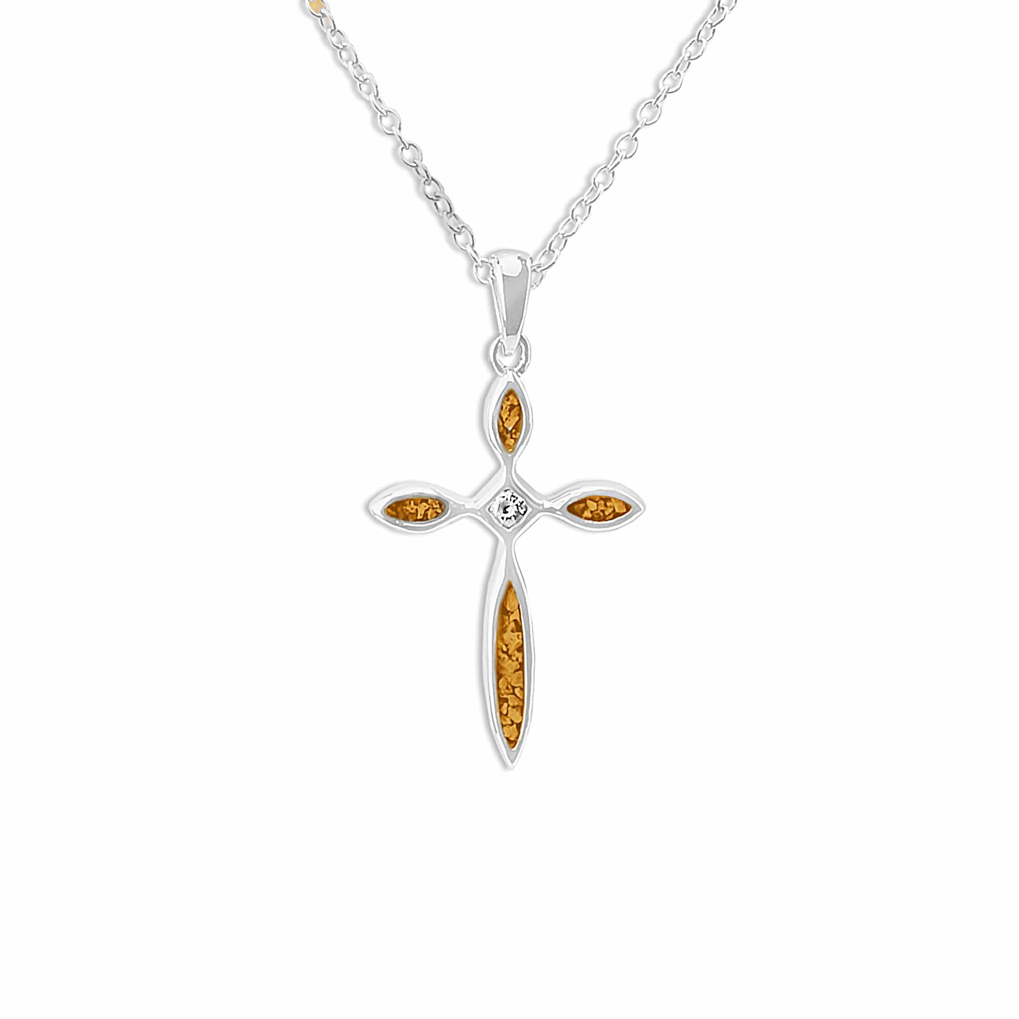 EverWith™ Unisex Solace Cross Memorial Ashes Pendant with Swarovski Crystal - EverWith Memorial Jewellery - Trade