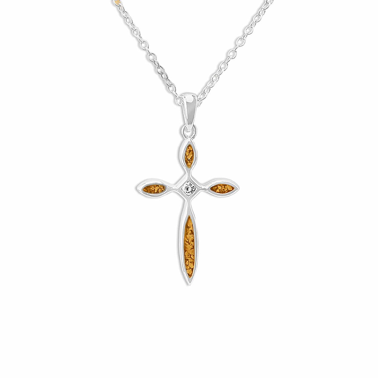 Load image into Gallery viewer, EverWith™ Unisex Solace Cross Memorial Ashes Pendant with Swarovski Crystal - EverWith Memorial Jewellery - Trade
