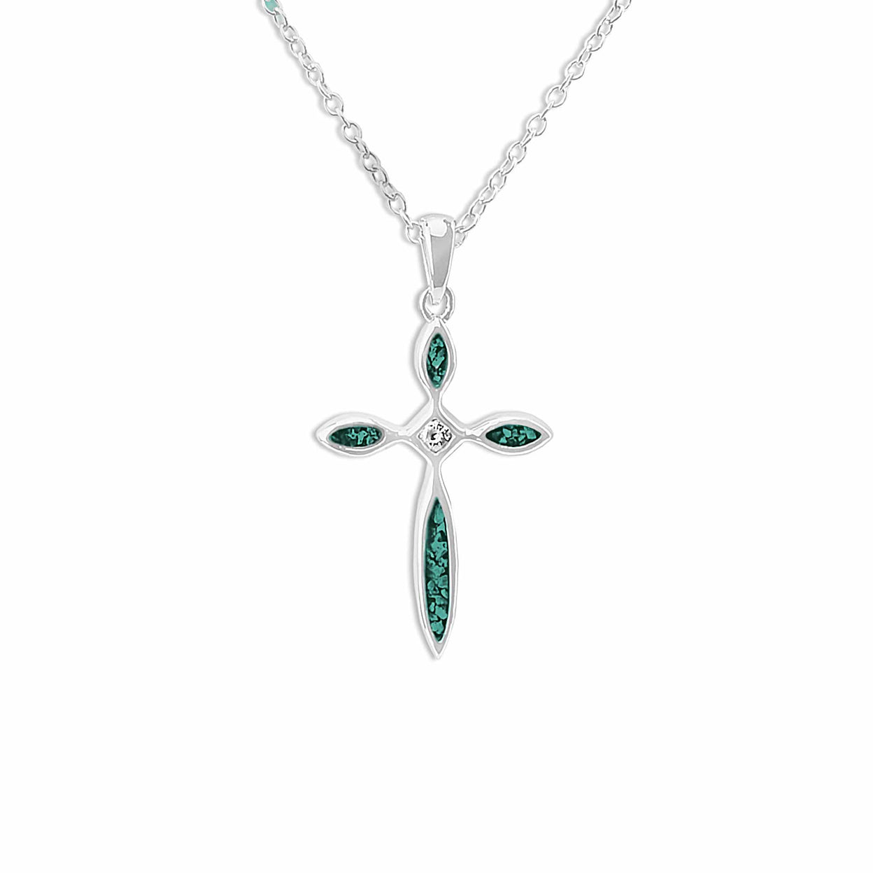 Load image into Gallery viewer, EverWith™ Unisex Solace Cross Memorial Ashes Pendant with Swarovski Crystal - EverWith Memorial Jewellery - Trade